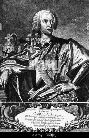 Charles VII Albert, 6.8.1697 - 20.1.1745, empereur romain Saint 24.1.1742 - 20.1.1745, mezzotint de J. A. Pfeffel, 1742, , Banque D'Images