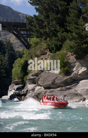 Le Jetboat Shotover river en Nouvelle Zélande Banque D'Images