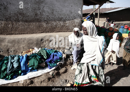 Village près de Parc national du Simien, Ethiopie Banque D'Images