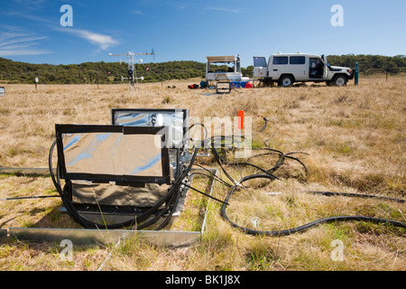 Une expérience scientifique par des chercheurs de l'Université de Sydney, Australie, l'étude de C02 d'échange entre le sol et l'atmosphère. Banque D'Images