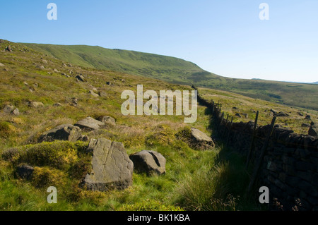 Le Kinder Scout plateau, près de Hayfield, Peak District, Derbyshire, Angleterre, RU Banque D'Images