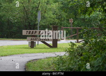 Entrée de Trap Pond State Park à Laurel, Maryland Banque D'Images