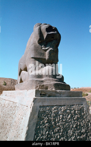 Lion de basalte de Babylone, Irak, 1977. Banque D'Images