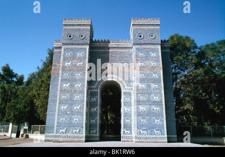 La porte d'Ishtar, Babylone, l'Iraq. Banque D'Images