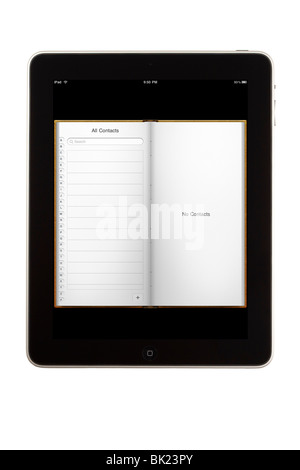 Un iPad tablet ordinateur affichant l'application Contacts Banque D'Images