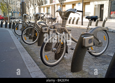 Station de vélo Vélib, Paris, France Banque D'Images