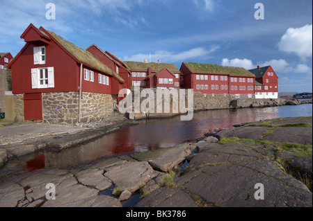 Les édifices gouvernementaux, Tinganes, Torshavn, Streymoy Island, Îles Féroé (îles Féroé), Danemark, Europe Banque D'Images