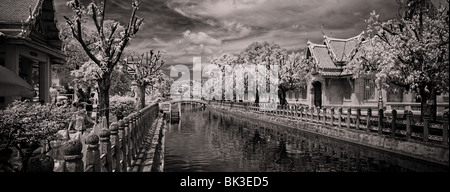 Temple de marbre de Bangkok, en infrarouge Banque D'Images