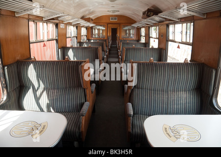 L'intérieur d'un vieux chariot sur le GWR Fontenoille et fer Wallingford Wallingford, Oxfordshire, UK, Banque D'Images