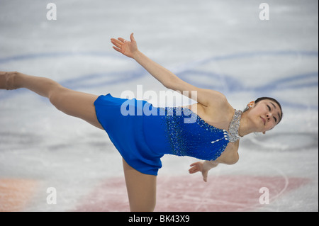 Yu-Na Kim (KOR) médaillé d'or dans la compétition de patinage artistique Programme libre dames aux Jeux Olympiques d'hiver de 2010 Banque D'Images