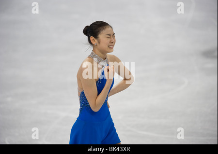 Yu-Na Kim (KOR) médaillé d'or en patinage artistique dames aux Jeux Olympiques d'hiver de 2010 Banque D'Images