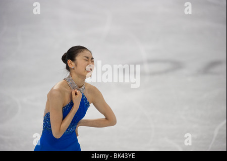 Yu-Na Kim (KOR) médaillé d'or en patinage artistique dames aux Jeux Olympiques d'hiver de 2010 Banque D'Images