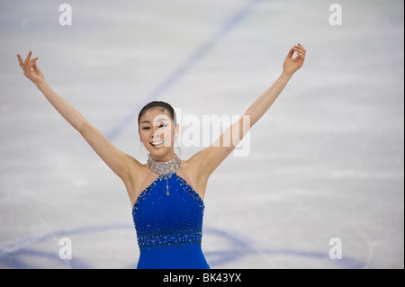 Yu-Na Kim (KOR) médaillé d'or en patinage artistique dames aux Jeux Olympiques d'hiver de 2010 Banque D'Images