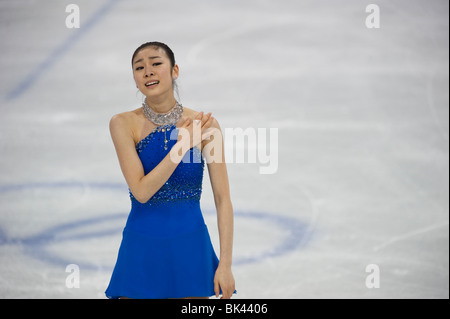 Yu-Na Kim (KOR) médaillé d'or en patinage artistique dames aux Jeux Olympiques d'hiver de 2010 Banque D'Images