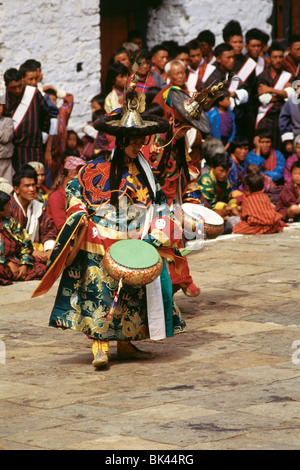 Black Hat Dancers, Royaume du Bhoutan Banque D'Images