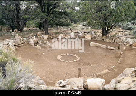 Kiva ou ceremonail prix à Tusayan ruines dans le Grand Canyon, Arizona, United States Banque D'Images
