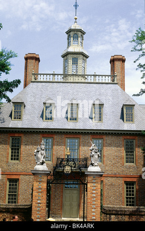 La demeure du gouverneur à Williamsburg, en Virginie, le gouverneur de sa Majesté, Alexander Spotswood, a construit le palais du gouverneur original en 1720 Banque D'Images