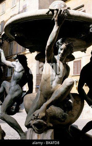 Fontaine des tortues, par Giacomo della Porta (1581), sur la Piazza Mattei, Rome Banque D'Images