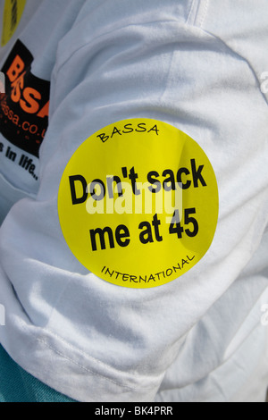 Badge sur la manche de British Airways membre de l'équipage de cabine qui protestaient au cours de l'action de mars 2010. Banque D'Images