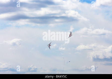 Cerfs-volants volant dans le ciel, Streatham Common, Streatham, Londres, Angleterre Banque D'Images