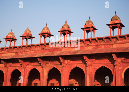 Détail de la cour intérieure de la Jama Masjid, Fatehpur Sikri, Site du patrimoine mondial de l'UNESCO, de l'Uttar Pradesh, Inde, Asie&# 10 ; Banque D'Images