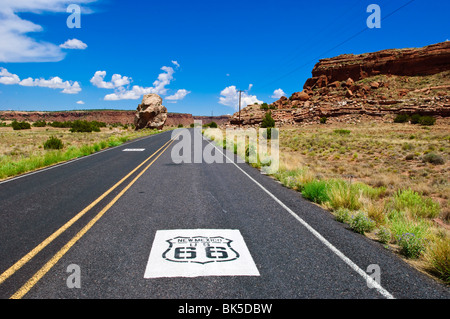 Panneau routier le long de la route historique 66, Nouveau Mexique, États-Unis d'Amérique, Amérique du Nord Banque D'Images