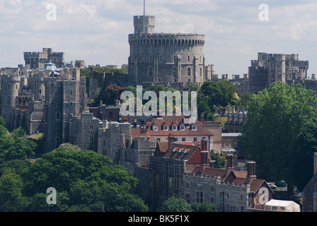 Vue aérienne, le château de Windsor, Windsor, Berkshire, Angleterre, Royaume-Uni, Europe Banque D'Images