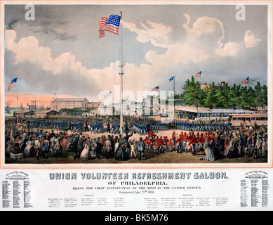 Rafraîchissement des bénévoles de l'Union de Philadelphie, saloon a organisé le 27 mai 1861, la guerre civile USA Banque D'Images