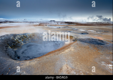 Mudpots zone géothermique à Namaskard (Namafjall-Hverarond), près du lac Myvatn et de Reykjahlid, Nord de l'Islande, Islande Banque D'Images