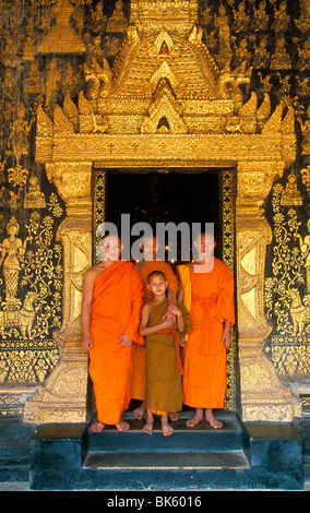 Moines, Luang Prabang, Laos, Indochine, Asie du Sud-Est, l'Asie Banque D'Images