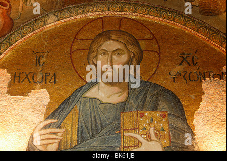 Mosaïque du toit du Christ Pantocrator, l'église de Saint Sauveur à Chora, Istanbul, Turquie, Europe Banque D'Images