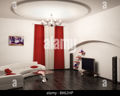 Intérieur salon de rendu 3D Banque D'Images