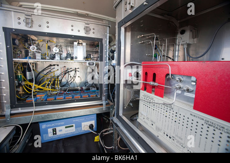 Un chromatographe à gaz utilisés dans une expérience scientifique par des chercheurs de l'Université de Sydney, en Australie, dans les montagnes enneigées Banque D'Images