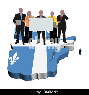 L'équipe d'affaires avec signe sur Québec carte drapeau illustration Banque D'Images