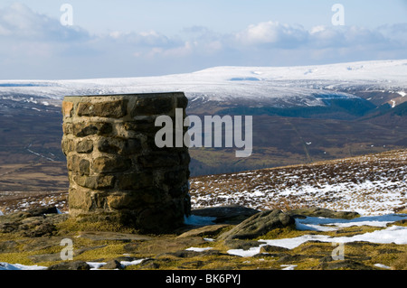 Bleaklow est tombé de l'toposcope sur cont perdu, Derwent Moors, Peak District, Derbyshire, Angleterre, RU Banque D'Images