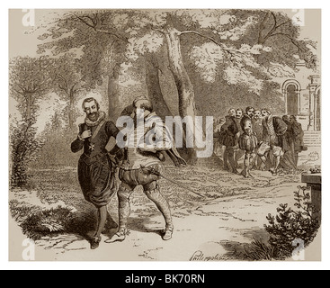 En novembre 1595, le roi Henri IV de France faire une promenade avec Charles II de Lorraine dans le parc du Château de Monceaux. Banque D'Images