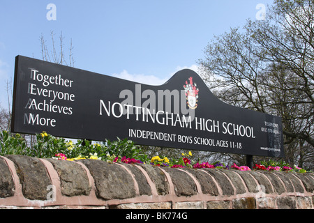 Nottingham High School pour garçons, Nottingham, Angleterre, Royaume-Uni Banque D'Images