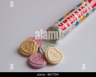 Close up of Love Heart Sweets Banque D'Images