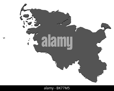 La carte isolée de l'Etat allemand de Schleswig Holstein rendues en 3d. Banque D'Images