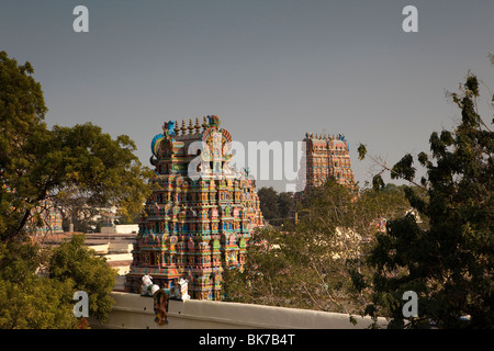 L'Inde, le Tamil Nadu, Madurai, Sri Meenakshi Temple, elevated view Banque D'Images