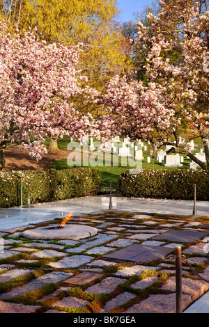 Tombe du Président John F. Kennedy et son épouse Jacqueline au cimetière national d'Arlington près de Washington DC USA Banque D'Images