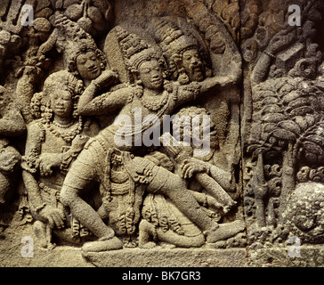 Soulagement de Rama le héros du Râmâyana, Loro Jongrang, Prambanan, UNESCO World Heritage Site, Java , Indonésie Banque D'Images