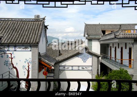 L'architecture, les maisons typiques de la vieille ville, Dali, Yunnan, Chine, Asie Banque D'Images