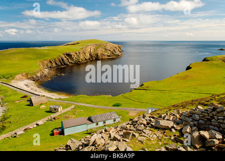 Le Southern Harbour de Fair Isle, Shetland, Écosse, Royaume-Uni, Europe Banque D'Images