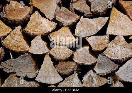 Tas de bois empilé, détail Banque D'Images