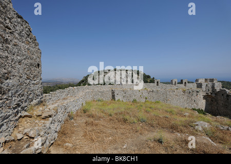 Ruines du château de l'Ordre de St Jean, Asklipio, Rhodes, Grèce, Europe Banque D'Images