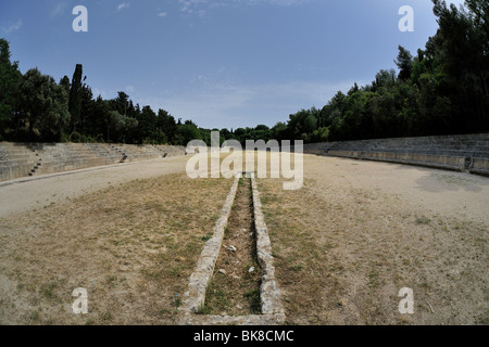 Stade antique, reconstruit, Monte Smith, la ville de Rhodes, Rhodes, Grèce, Europe Banque D'Images