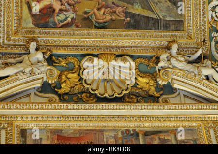 Plafond, Galerie de cartes, Musées du Vatican, centre historique de la ville, Cité du Vatican, Italie, Europe Banque D'Images