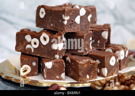 Fondant au chocolat, le fondant au chocolat maison, Royal Mile, Édimbourg, Écosse Banque D'Images