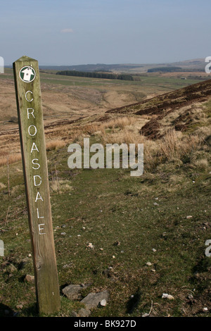 Sentier Croasdale Marqueur, forêt de Bowland, Lancashire, UK Banque D'Images